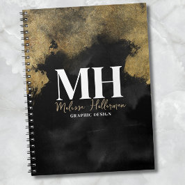 Caderno Espiral Nome da Fonte Moderna Black Gold Monogram