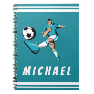 Caderno Espiral Nome da Ilustração Legal do Jogador de Futebol B