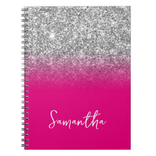 Caderno Espiral Nome da Mama Rosa Quente da Lâmpada de Prata
