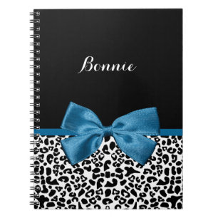 Caderno Espiral Nome da Menina Leopard Impressão Bonito Cobalt Bl