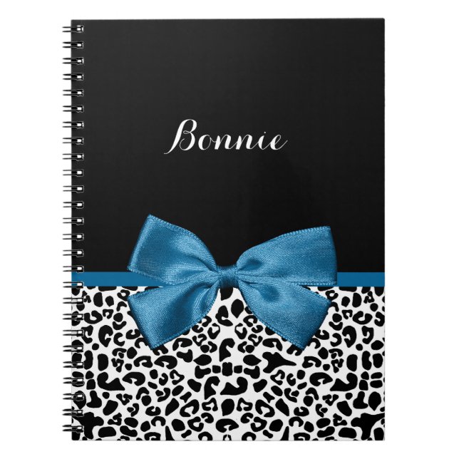 Caderno Espiral Nome da Menina Leopard Impressão Bonito Cobalt Blu (Frente)