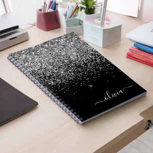 Caderno Espiral Nome da Rapariga do Script de Largura Preta do Sil