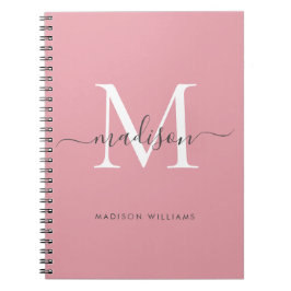 Caderno Espiral Nome da Script da Cinza Leve Cor-de-rosa-Blush do 