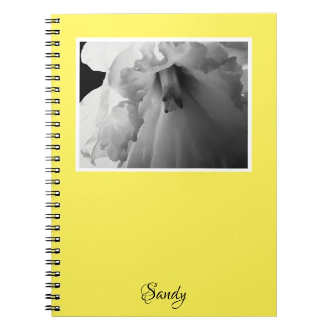 Caderno Espiral Nome Daffodil Black and White Photoographic (Frente)