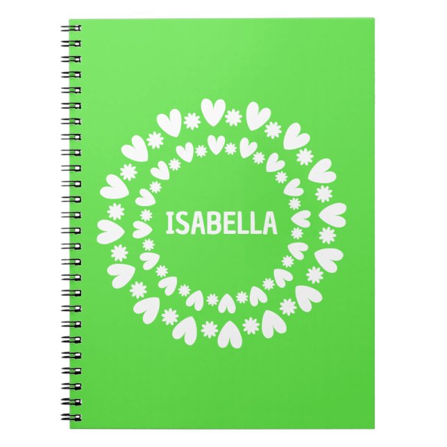 Caderno Espiral Nome Das Flores E Corações (Frente)