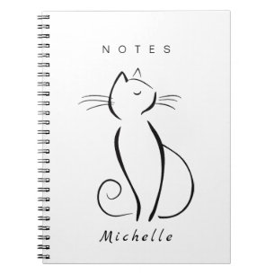 Caderno Espiral Nome de adicionar preto minimalista em branco