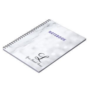 Caderno Espiral Nome de aparência moderna Personalizar Mármore Bra