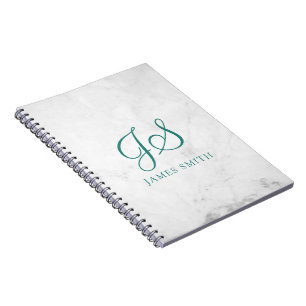 Caderno Espiral Nome de Aparência Personalizada Mármore Branco