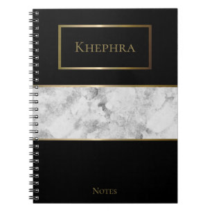 Caderno Espiral Nome de Aquarela de Marble Simples 
