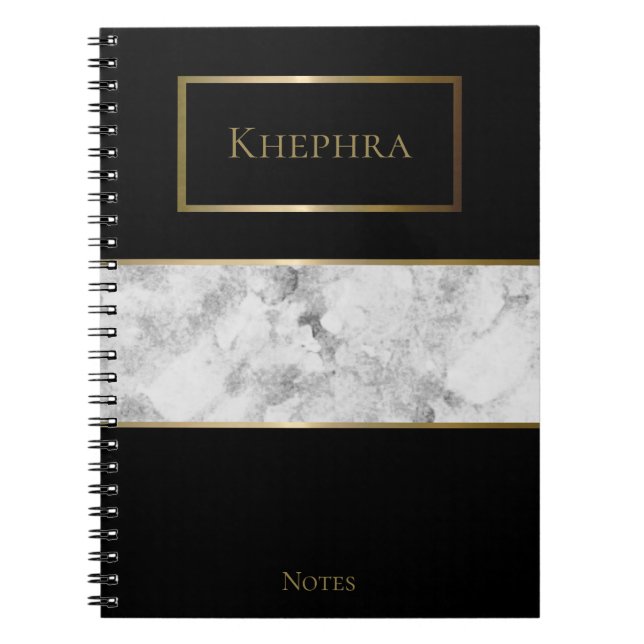Caderno Espiral Nome de Aquarela de Marble Simples (Frente)