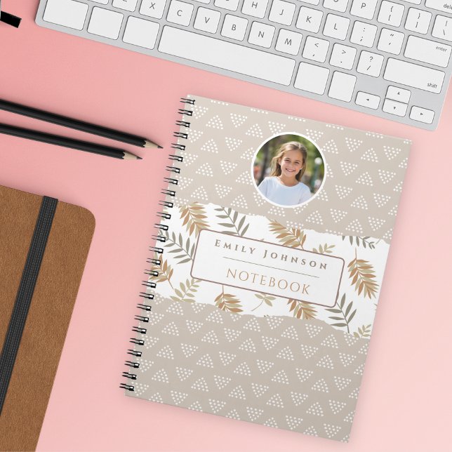 Caderno Espiral Nome de criança personalizado e foto com padrões a (Criador carregado)