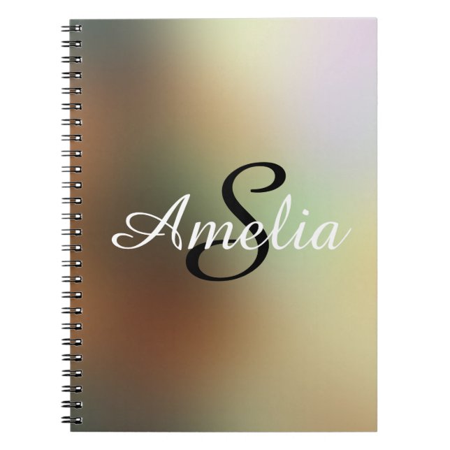 Caderno Espiral Nome de desfoque personalizado de brilho feminino (Frente)