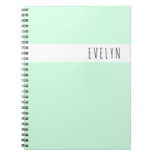 Caderno Espiral Nome de fonte mint verde personalizado