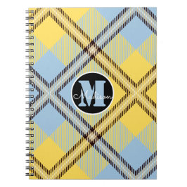 Caderno Espiral Nome de Letra Maiúscula Xadrez Amarelo Azul Chic