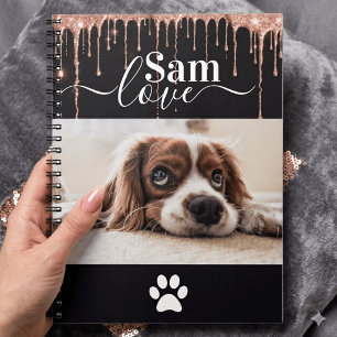Caderno Espiral Nome de Monograma Personalizado de Cachorro Foto d