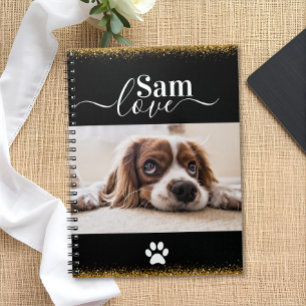 Caderno Espiral Nome de Monograma Personalizado de Cachorro Foto d