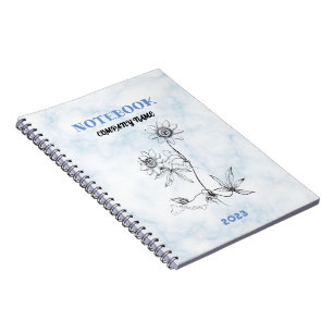 Caderno Espiral Nome de Olhar Fresco Personalizado Mármore Branco
