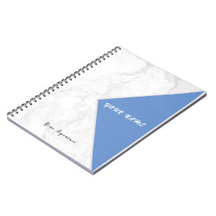 Caderno Espiral Nome de Olhar Fresco Personalizar Mármore Branco