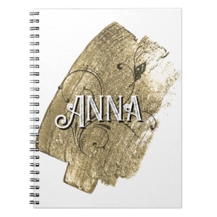 Caderno Espiral Nome de Pintura Dourada Moderna Elegante