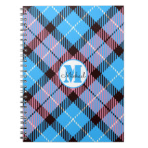 Nome de Rótulo Moderno Azul Rosa Xadrez Monograma 