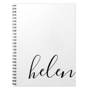 Caderno Espiral Nome de Script Moderno Personalizado a Preto