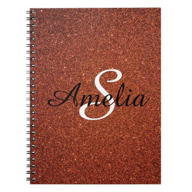 Caderno Espiral Nome de Sparkles de Girly Personalizado (Frente)