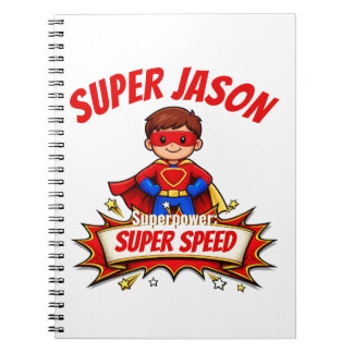 Caderno Espiral Nome de Super-Herói Personalizado para Crianças & 