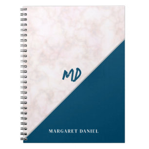 Caderno Espiral Nome de Toque Profissional Personalizar Mármore Br