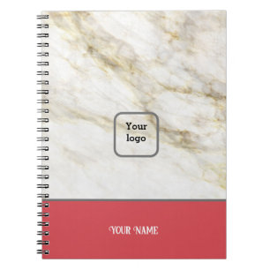 Caderno Espiral Nome de Visualização Elegante Personalizar Mármore