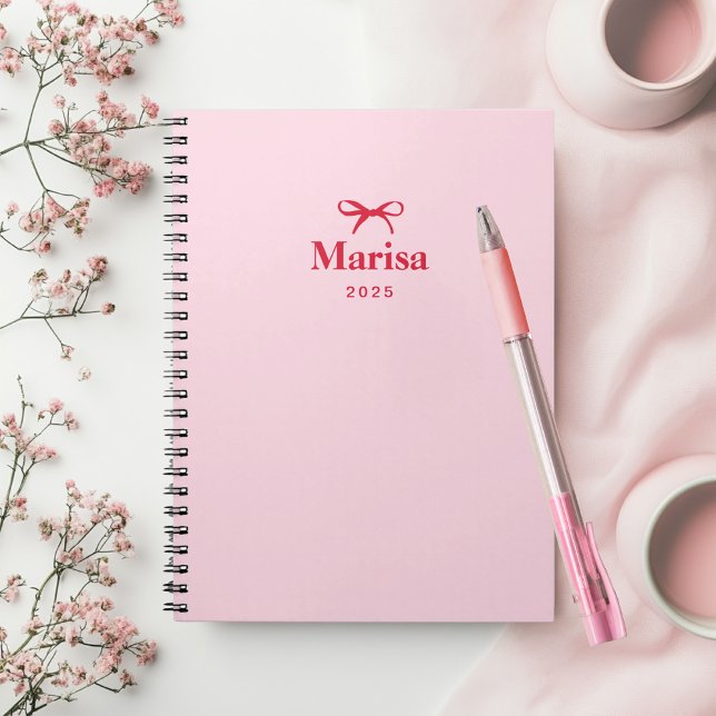 Caderno Espiral Nome do Arco Rosa e Vermelho Personalizado (Criador carregado)