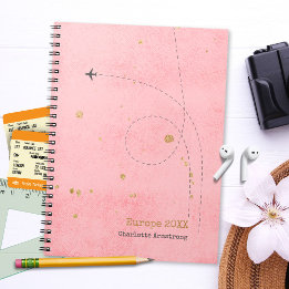 Caderno Espiral Nome do avião cor-de-rosa escuro Diário de pontos