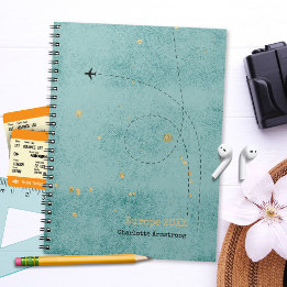 Caderno Espiral Nome do avião de avião Green Blue Viagem