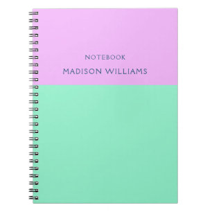Caderno Espiral Nome do bloco de cor Pastel Neon Mint e Pink