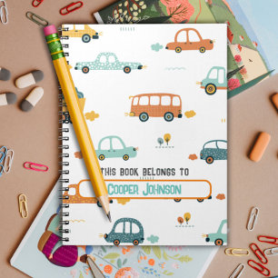 Caderno Espiral Nome do carro azul pastel e laranja personalizado