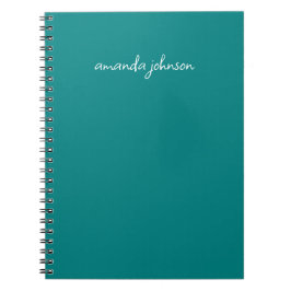 Caderno Espiral Nome do Cheio do Monograma Teal Mínimo Moderno