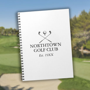 Caderno Espiral Nome do Clube de Golfe Clássico Personalizado
