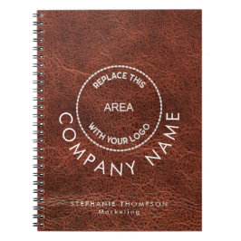 Caderno Espiral Nome do funcionário da empresa Logotipo Brown Faux
