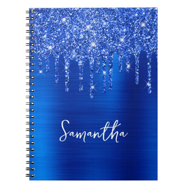 Caderno Espiral Nome do Glitter Real Azul (Frente)