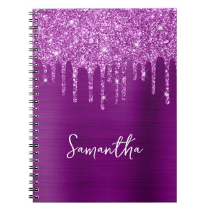 Caderno Espiral Nome do Glitter Roxo