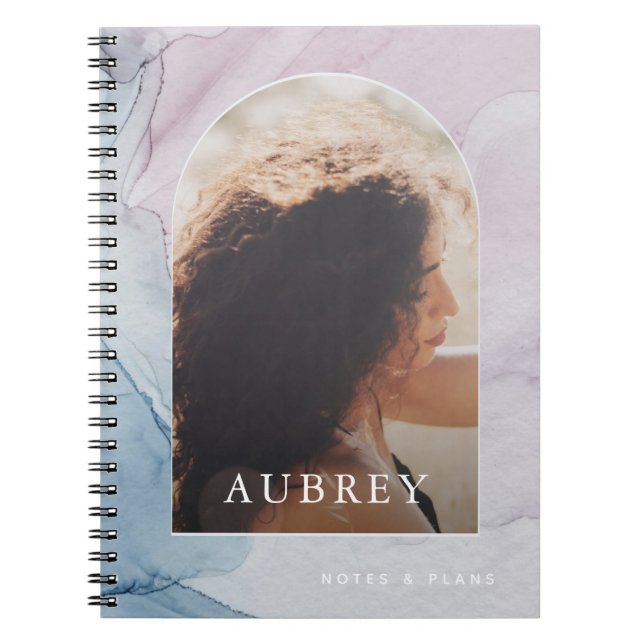 Caderno Espiral Nome do Impressão Roxo e Arca Fotográfica (Frente)