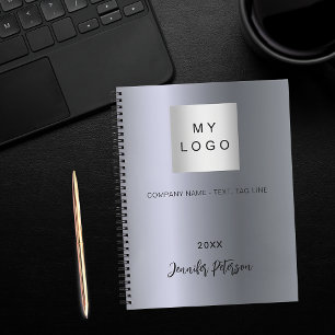 Caderno Espiral Nome do logotipo da empresa prata