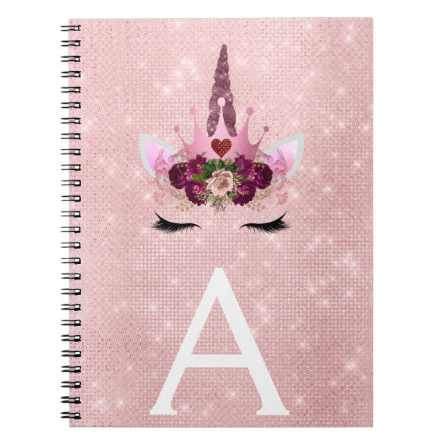 Caderno Espiral Nome do Monograma da Princesa Minúscula Rosa (Frente)