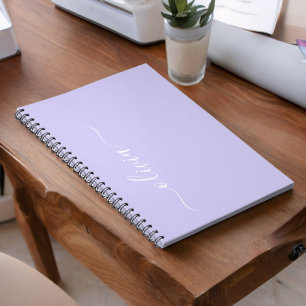 Caderno Espiral Nome do Monograma da Rapariga de Script Moderno Ro