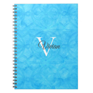 Caderno Espiral Nome do Monograma de Cor Azul