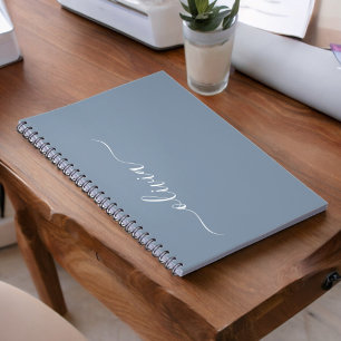 Caderno Espiral Nome do Monograma Elegante do Script Moderno Dusty