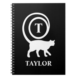 Caderno Espiral Nome do Monograma Gato Inicial Gato Gato Lover Pre