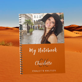 Caderno Espiral Nome do monograma laranja queimado