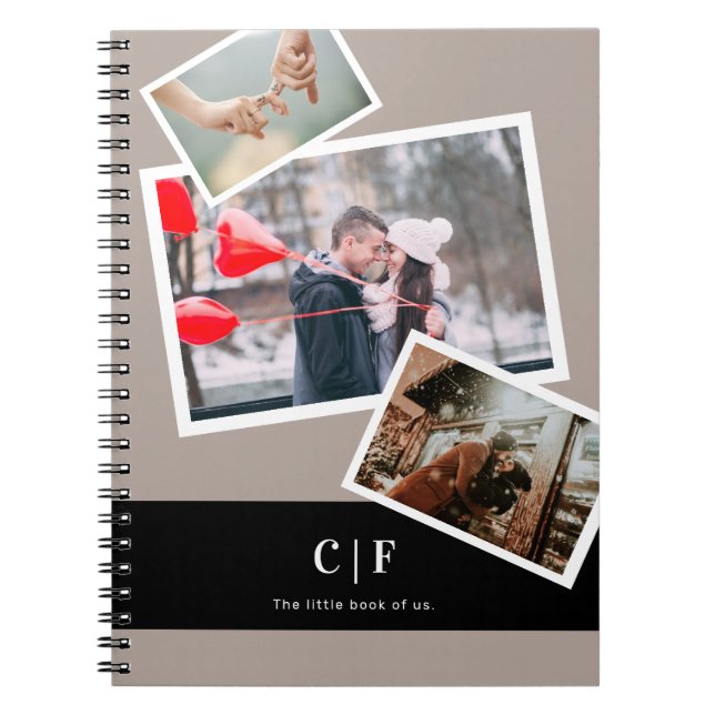 Caderno Espiral Nome do monograma personalizado de fotografia de t (Frente)