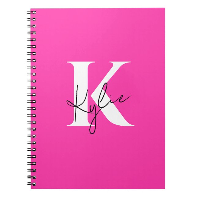 Caderno Espiral Nome do Monograma Personalizado de Vibrante Modern (Frente)