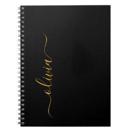 Caderno Espiral Nome do Monograma Rapariga de Script Moderno Doura
